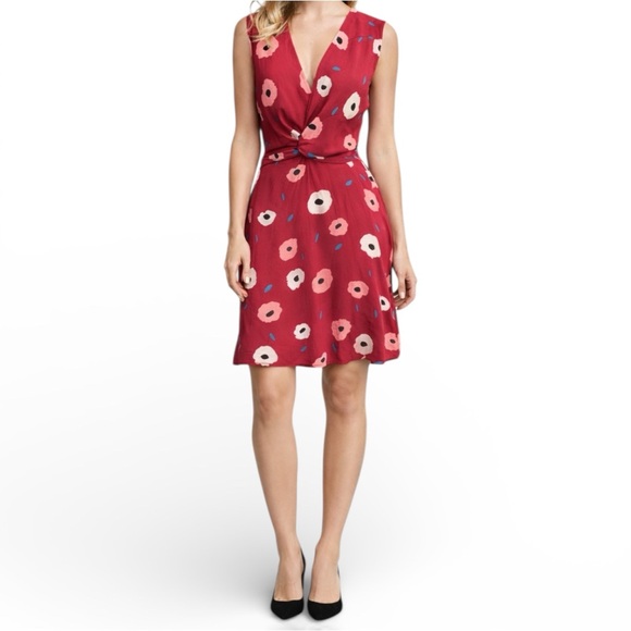 Amour Vert Dresses & Skirts - Amour Vert Elsie Silk Floral A-Line Dress Womens S Red Romantic Cocktail